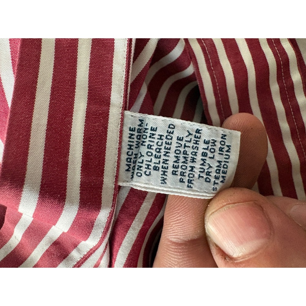 Vintage Ralph Lauren Striped Button Down Shirt XL Red White Classic Fit Cotton - Picture 12 of 13